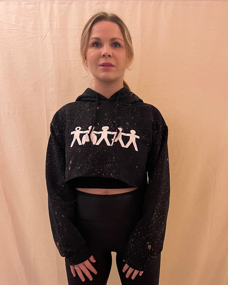 Different, Not Less - Cropped Black Hoodie with Splatter Art