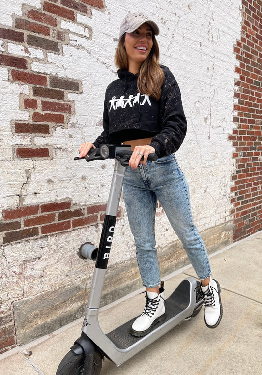 Different, Not Less - Cropped Black Hoodie with Splatter Art